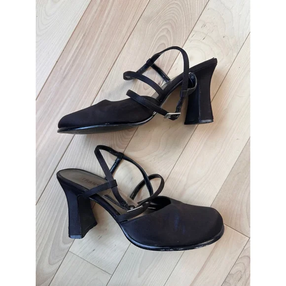 Vintage Transit Satin Mary Jane Heels Size 38 – Rounded Square Toe - Picture 8 of 9